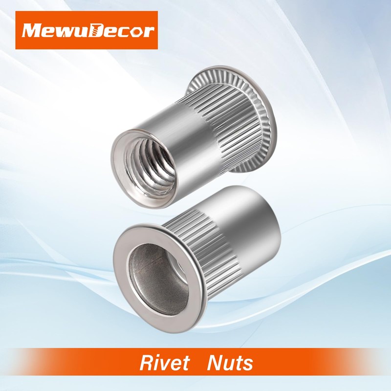 M8 Rivet Nut, Stainless Steel 304 Flat Head Insert Nutsert,