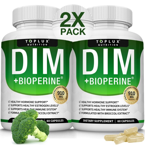 Toplux Dim Supplement 910 mg Plus BioPerine Complex - Diindolylmethane