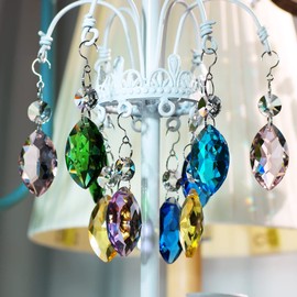 GOLDENHAITAI 12pcs Glass Crystal Chandelier Prisms, Rainbow Hanging Crystals Suncatcher for Windows, Home Decoration Horse Eye Colorful