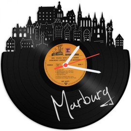 Skyline Marburg Wall Clock Wall Clock Vinyl Record Clock Upcycled Cluster Vintage Decoration Retro Watch Made in Germany