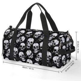 NELife Classic Skull Sport Gym Duffle Travel Bag with Shoe Compartment,Wet Pocket for Men and Women