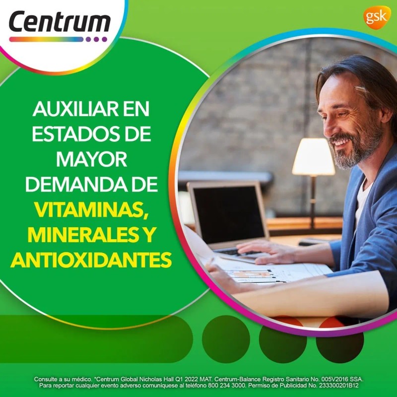 Multivitamínico Centrum Balance con Vitamina B Vitamina C Hierro Potasio