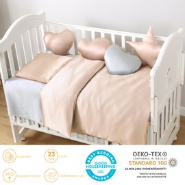 PROMEED Grade 6A+ Mulberry Silk Toddler Duvet Cover Crib Size with Hidden Zipper, 100% 23 Momme Natural Mulberry Silk Crib Bedding for Baby Hair and Skin (White, Crib)