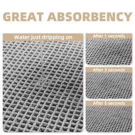 Upgraded Waffle Bath Mat Non Slip Super Absorbent Quick Dry Bath Mats for Bathroom Floor Machine Washable Bathroom Mat Ultra Soft Boho Bathroom Rugs with Tassels Beside Tub, 24" x 36", Light Grey