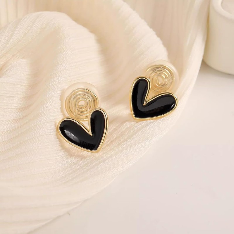 Women's Earrings, Heart, Cute, Popular, Non-Hole Earrings, Hypoallergenic, Copper