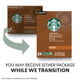 Starbucks Breakfast Blend Coffee K-Cup Pods | Medium Roast | Coffee Pods for Keurig Brewers | 1 Box (24 Pods)