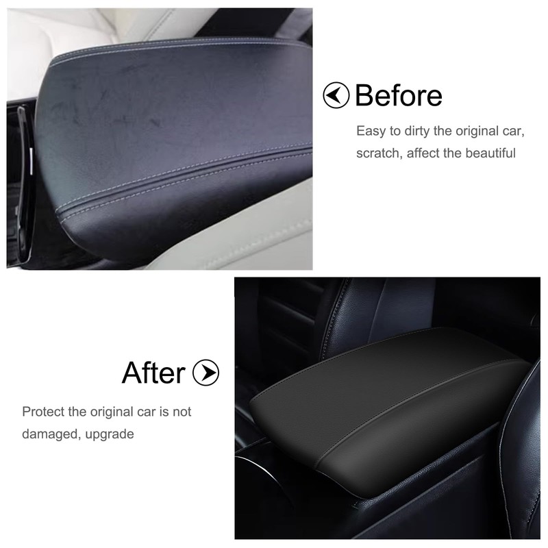 awnexuct Center Console Armrest Cover for Ford Edge 2015-2020 Black