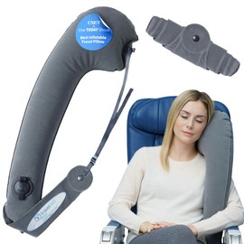 TRAVELREST Ultimate Inflatable Travel Neck & Body Pillow - Travel Essentials, Comfort and Upper Body Support, Airplane Neck Pillow for Long Flight, Straps to Airplane Seat & Car, for All Ages - Grey