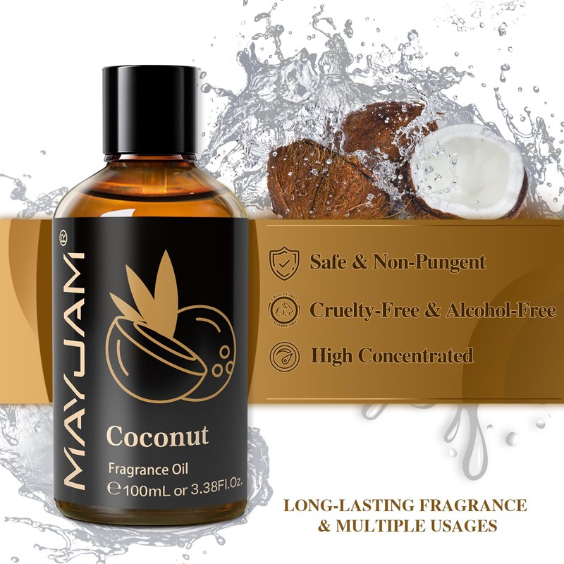 MAYJAM 100ML/3.38FL.OZ Coconut Fragrance Oils with Glass Dropper, Essential Oils