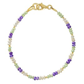 I Be, Amethyst, Citrine, Peridot, bracelet gemstone Stamped 925 Sterling Silver Gold Plated Lobster Clasps in Gift Case 50031546 20SG