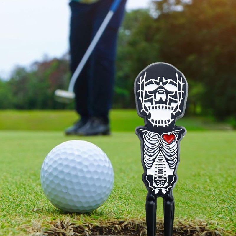 Golf Divot Repair Tool,Skull Shape Ball Marker - Zinc Alloy