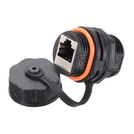 MECCANIXITY RJ45 Panel Mount Coupler, IP68 Shielded Industrial Panel Mount Bulkhead Ethernet LAN Pass Through Connector for CAT5/CAT5E/CAT6(Orange,Pack of 1)