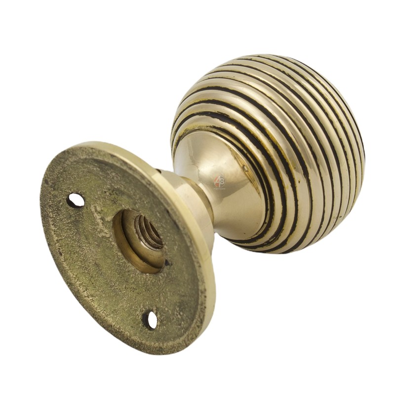 A.B Hardware Solid Unlacquered Brass Beehive Style Door Knob Pair