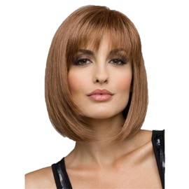Bob Wig, Short Bob Straight, Full Wig, Women's Wig, Bangs, Full Wig, Bob Wig, Fashion Wig, Natural, Small Face, Medical Use, Breathable, Fashionable (Brown)