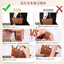 [Gastinsave] Wallet Strap Replacement Leather Handbag Crossbody Shoulder Strap Adjustable for Longchamp Bag (For Mini Size), brown/gold, contemporary