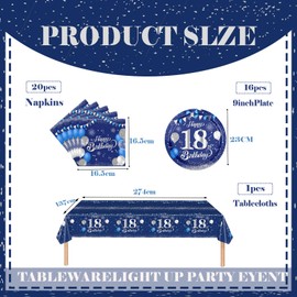 37pcs Navy Silver 18th Birthday Decorations for Girls,Boys Happy 18th Birthday Tablecloth,18th Birthday Napkins Serviettes for 18th Birthday Table Decorations for Kids,Him,Her 18th Birthday Gifts