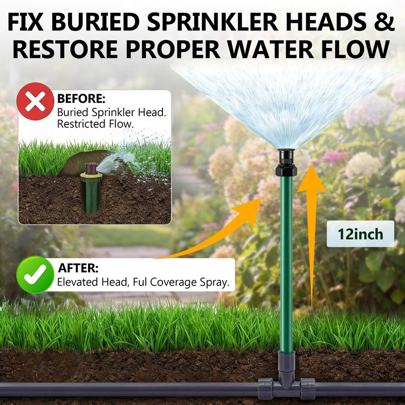 8 Pack 12 inch Sprinkler Extension Risers, 1/2" Stackable Riser