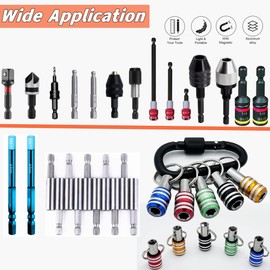 FACAINCXS Bit Holder 1/4 inch Hex Shank Screwdriver Bits Holder Extension Bar Keychain Screw Adapter Drill Change Hand-held Screwdrivers Drill Bits Holder Portable (5PCS)