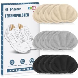 6 Paar Fersenpolster, Fersenschutz Fersenkissen Selbstklebend Fersenschutzpolster gegen Reibung Fersenpads Antirutsch Einlagen f√ºr M√§nner Frauen(Grau&Schwarz&Hautfarben)