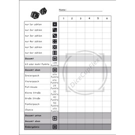 DiceCupFlex Dice Game Pad DIN A6 with 50 Pages Dice Pad, Game Pad, Replacement Block Design (Pack of 2, Black)
