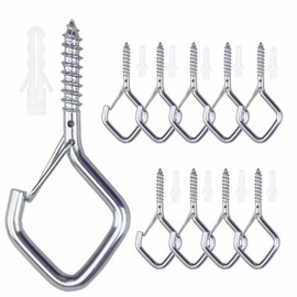 10 PCS Eye Screw Hooks for Hanging Heavy Duty with Safety Buckle.Metal Ceiling Hooks for Hanging Plants,Cup,Wind Chime,Bird Feeders,christmas String Lights at Indoor&Outdoor,2.36 Inch(No Drill Bit)