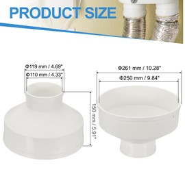 PATIKIL 10" to 4" Duct Reducer PVC Pipe Increaser Adapter" Ducting Airflow Tube