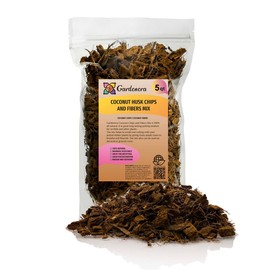 Premium Coconut Husk Chips and Fibers Mix for Orchids, Houseplant, Monstera and Fiddle Leaf Fig by GARDENERA (5 Quart Bag)