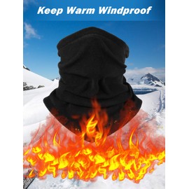 Syhood 6 Pieces Neck Warmer Gaiters with Drawstring Fleece Headbands Earmuffs Touchscreen Gloves for Adult Winter