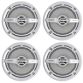Sony XS-MP1611 6.5 Inch 280 Watt 4 Ohm Dual Cone Weatherproof Marine Audio Stereo Speakers with Polypropylene Woofer Cone, White, 2 Pairs