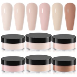 EBANKU Nude Acrylic Powder Set, 6 Colors * 10g/0.35oz Acrylic Nail Powder Warm Colors Series Acrylic Powder for Nail Acrylic French Extension 3D Nail Carving, Long-Lasting, No Nail Lamp Needed
