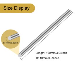 LAVMHAB 304 Stainless Steel Round Rods 10mm x 100mm, Solid Steel Shaft Rods Bar for DIY Crafts Models (4pcs)