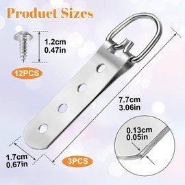Mxxipp 3pcs Heavy Duty D-Ring Picture Hangers, Extra Large Strap Hanger with Screws Kit, 4 Holes Hanging Hardware for Hanging Picture Photo Frame- Silver