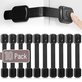 Bates- Child Safety Strap Locks, 10 Pack, Black, Baby Cabinet Locks, Toilet Locks Baby Proof, Child Proof Drawer Locks, Cabinet Baby Locks for Cabinets, Child Proof Cabinet Locks, Drawer Child Locks