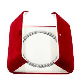 DECWXON Premium velvet pearl necklace jewelry box，wedding jewelry box, holiday gifts, jewelry counter display, beautiful appearance, excellent texture (Red)