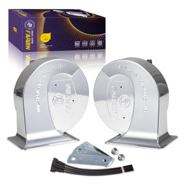 FARBIN Car Horn for Truck 12V Motorcycle Horn Chrome Electric Snail Horns Waterproof Train Horns High Low Tone for Car Motorcycle Truck SUV (Silver)