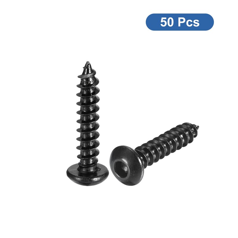 uxcell Hex Socket Self Tapping Screws, M4 x 20mm Carbon
