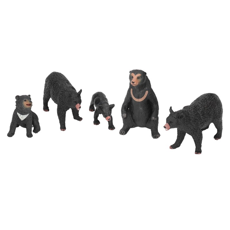 5pcs Black Bear Figure Toys Realistic Wild Animals Bear Action