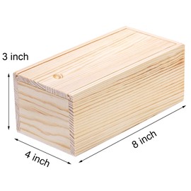 yarlung 4 Pack Unfinished Wood Storage Box with Slide Lid, Vintage Keepsake Case Cards Container Small Gift Box for Art Hobbies, DIY Craft, Desktop Bead Organizer, Jewelry Storage