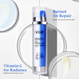 VGO 2-in-1 Vitamin C & Retinol Serum – Anti-Aging Facial Serum with Hyaluronic Acid, Niacinamide, and Retinol – Anti-Wrinkle & Firming Skin Care– 1.56oz