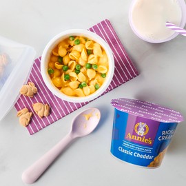 Annie's Classic Cheddar Deluxe Rich and Creamy Mac and Cheese with Organic Pasta, Made with Real Cheese, Dinner Side or Snacks, 4 Cups, 10.4 oz