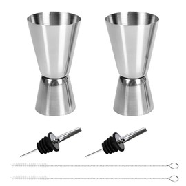 Shot Measure, Spirit Measures 25ml 50ml, Stainless Steel Spirit Measure Durable Shot Measures for Spirits for Bartending Home Bar and Professional Use (2cps（Silver）)