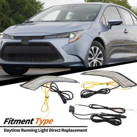 Aspaton Three Color Fog Lights Compatible with Corolla L/LE/XLE 2020 2021 2022 Bumper Pair DRL Daytime Lamp W/Wiring Harness Left and Right