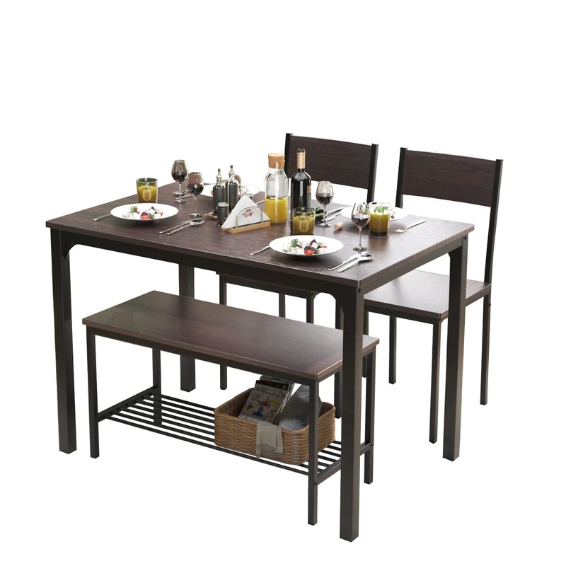 DlandHome 4 Person Dining Table Set, Dining Table with 2