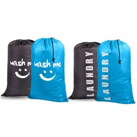 CHUNZHILAI 4 Pack Extra Large Drawstring Bag Laundry Bags Travel Dirty Clothes Bag Heavy Duty Organizer Bag Waterproof Storage Bag for Home Travel Holiday Camping （24 x 36 inch ）