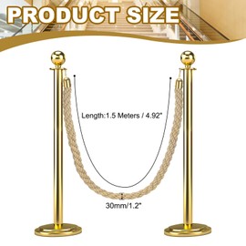 MECCANIXITY Twisted Stanchion Rope 5 Ft/1.5 M, Barrier Rope Twisted Post Ropes with Snap Hooks for Posts Stands Queue Divider Crowd Control, Champagne Golden