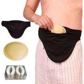 New Ostomy Belt with Stoma Guard and 50 Pairs of Stickers | Ultimate Protection for Your Ostomy Bag | Ostomy Bag Covers for Men and Women | Black(L)