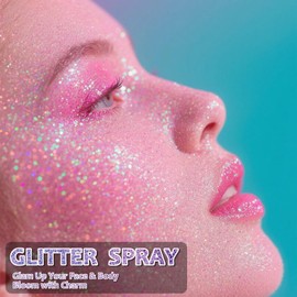 Body Glitter Spray, Luminous Pink Glitter Spray for Hair and Body, Include 1 Jar of Refills