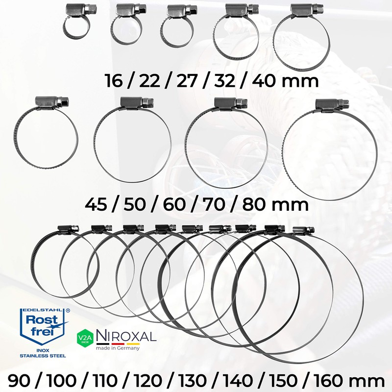 NietFullThings DIN-3017 Stainless Steel Worm Drive Hose Clips, Hose Clamps,