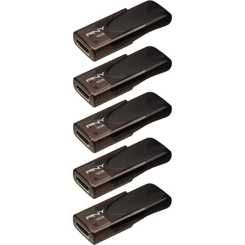 Pny 16Gb Attache 4 Usb 2.0 Flash Drive 5-Pack Personal