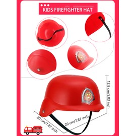 Flotory 4 Pack Kids Firefighter Hat Red Fire Chief Costume Fireman Helmet Plastic Party Hat for Boys Girls Cosplay Dress Up